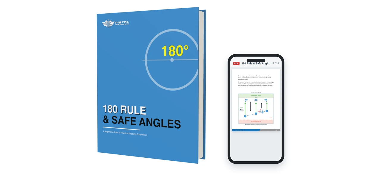 180 Rule and Safe Angles guide shown as a 3D book beside a phone displaying a page from the guide